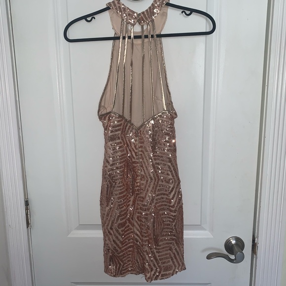 Sparkly Rose Gold Strappy Dress - Picture 6 of 6